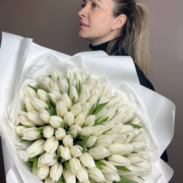 101 белый тюльпан №2 в Саранске