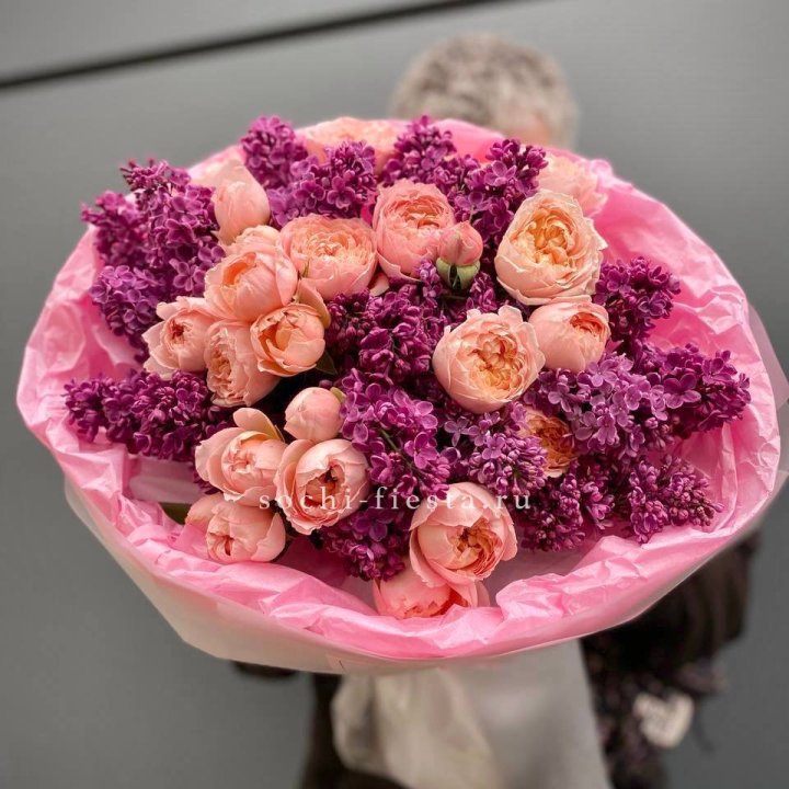  Дуо букет из кустовых роз и сирени в Саранске