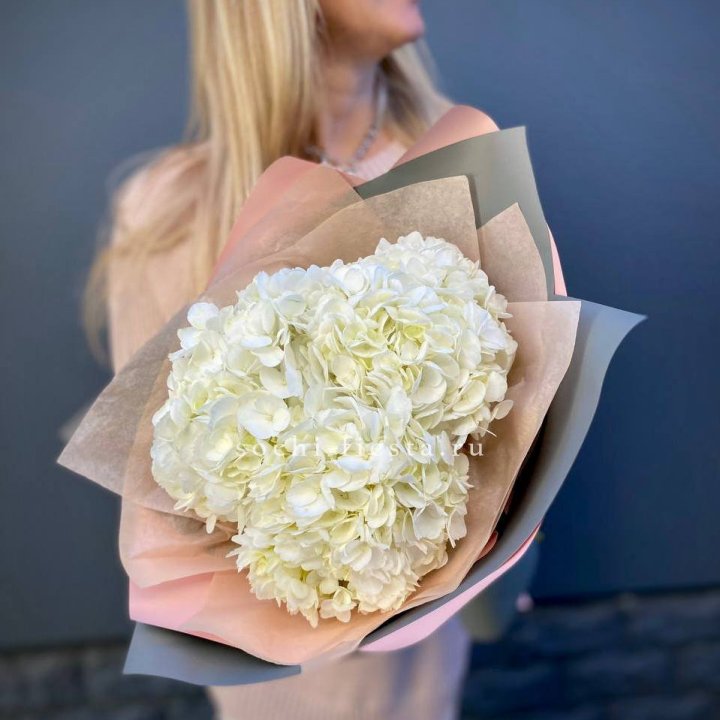 Букет из трёх белых гортензий в Саранске