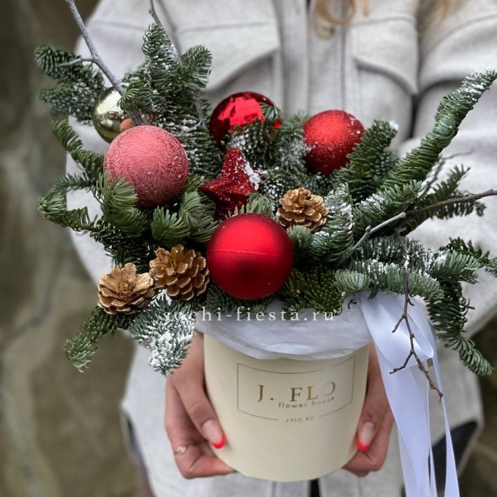 Новогодняя композиция в коробке ред в Саранске