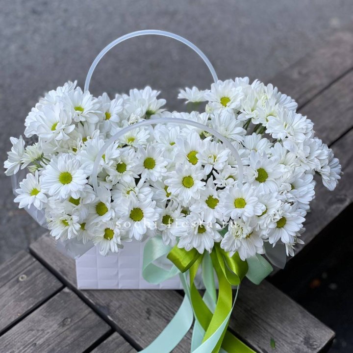 Сумка с хризантемами ромашками в Саранске