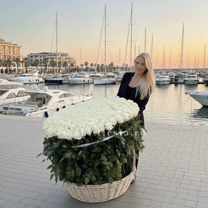 301 высокая роза в корзине в Саранске