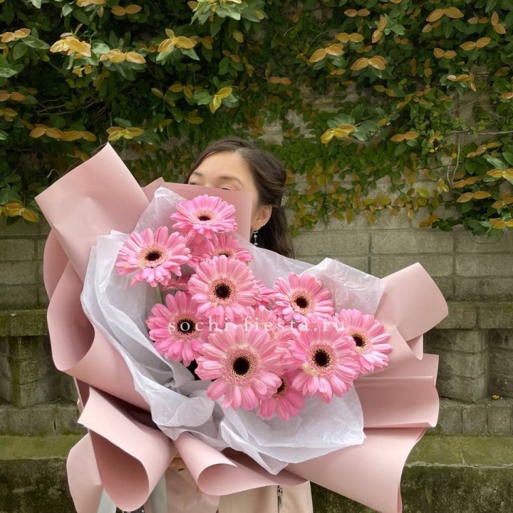13 розовых гербер в Саранске
