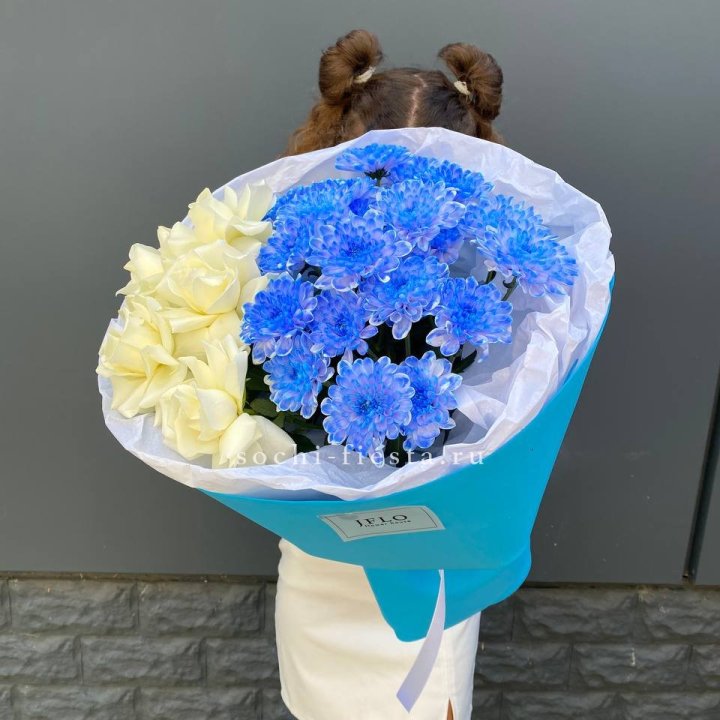 Дуо букет розы и хризантема в Саранске