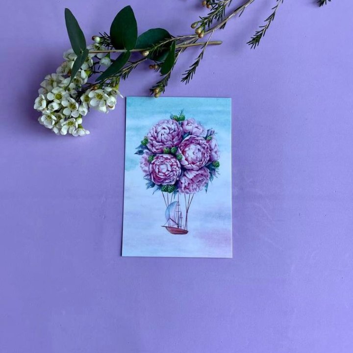 Открытка к букету "Пион" в Саранске