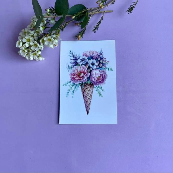 Открытка к букету "Цветочно-кремовый" в Саранске