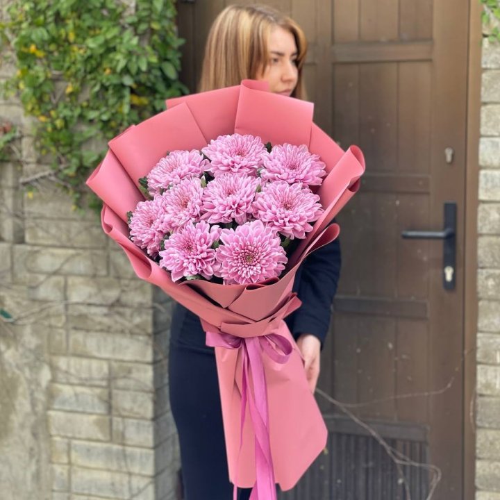 Букет хризантем розовый в Саранске