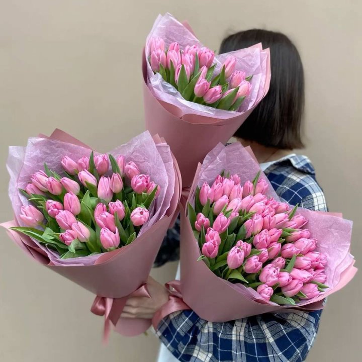 Букет розовых тюльпанов в Саранске