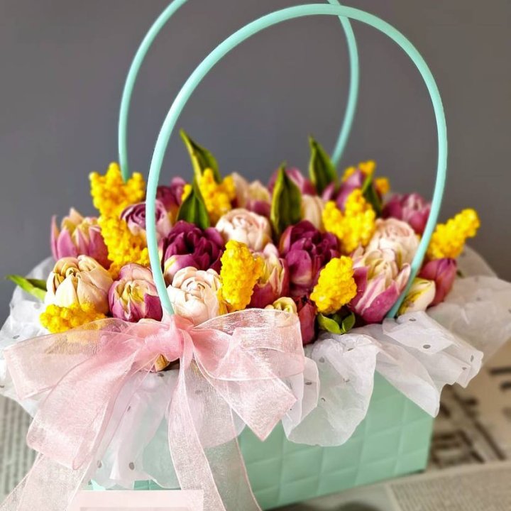 Тюльпаны в сумочке из зефира в Саранске