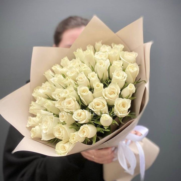 51 белая кенийская роза  в Саранске