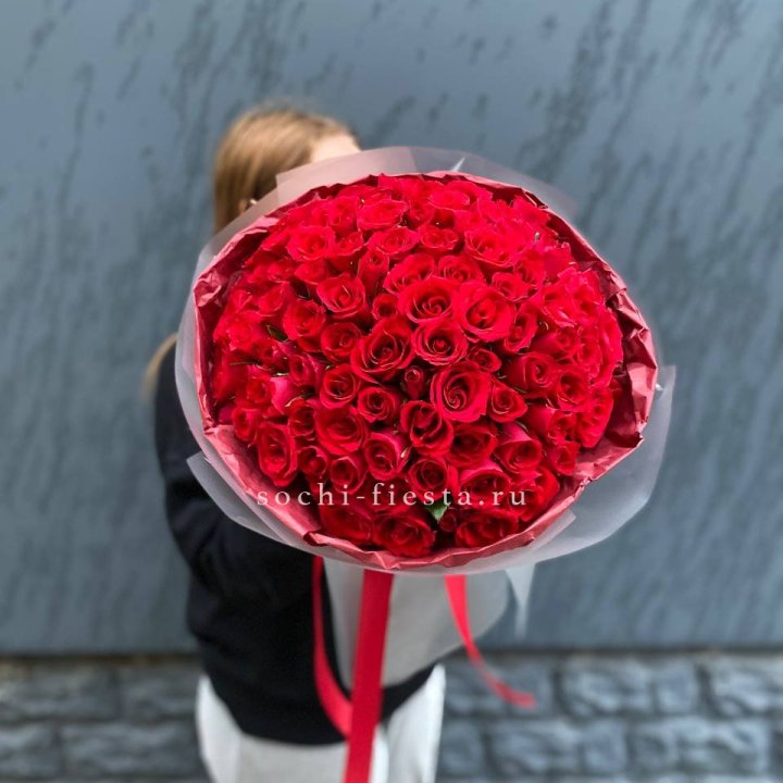 101  красная кенийская роза  в Саранске