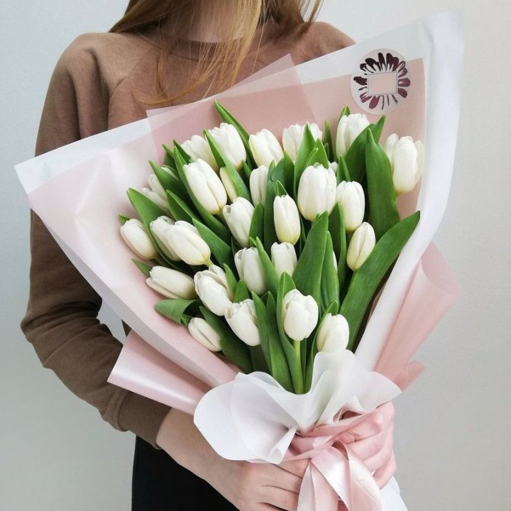 Букет белых тюльпанов "Моника" в Саранске