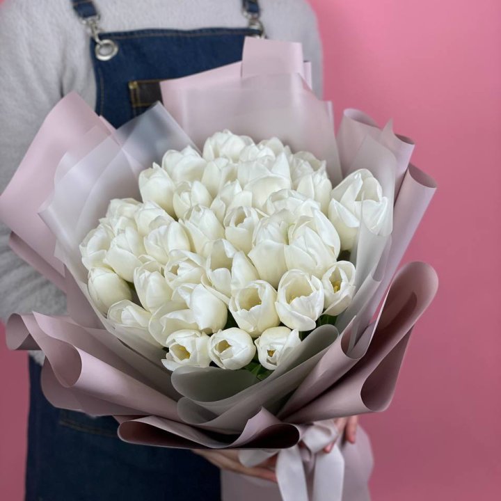 Букет белых тюльпанов "Пур-пур" в Саранске